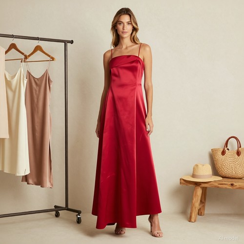 Rotes maxikleid satin your - rotes,